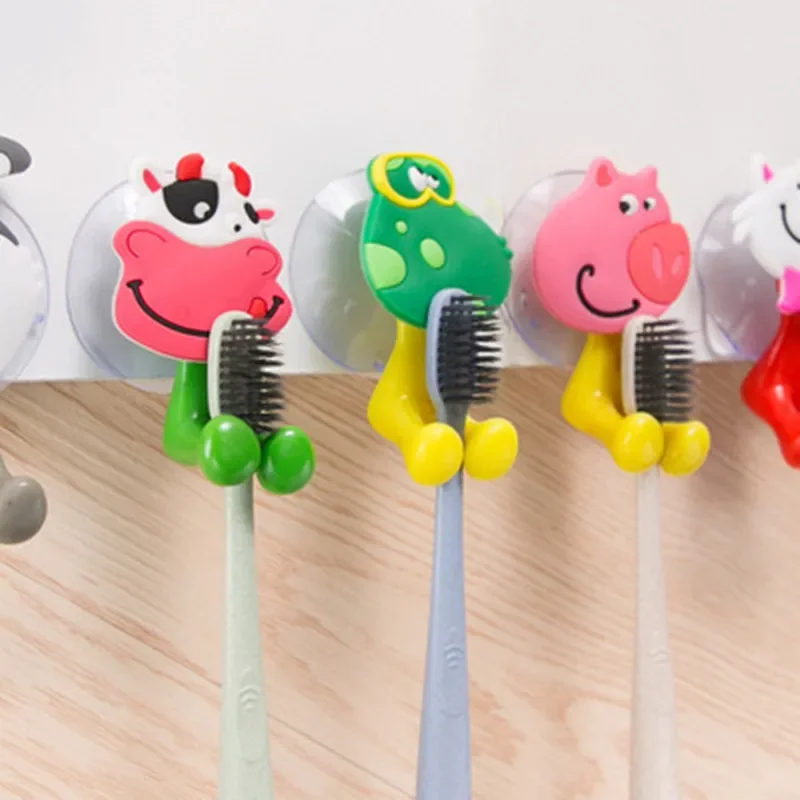 Creative toothbrush holder cute cartoon animal family suction cup toothbrush holder can be suspended storage rack