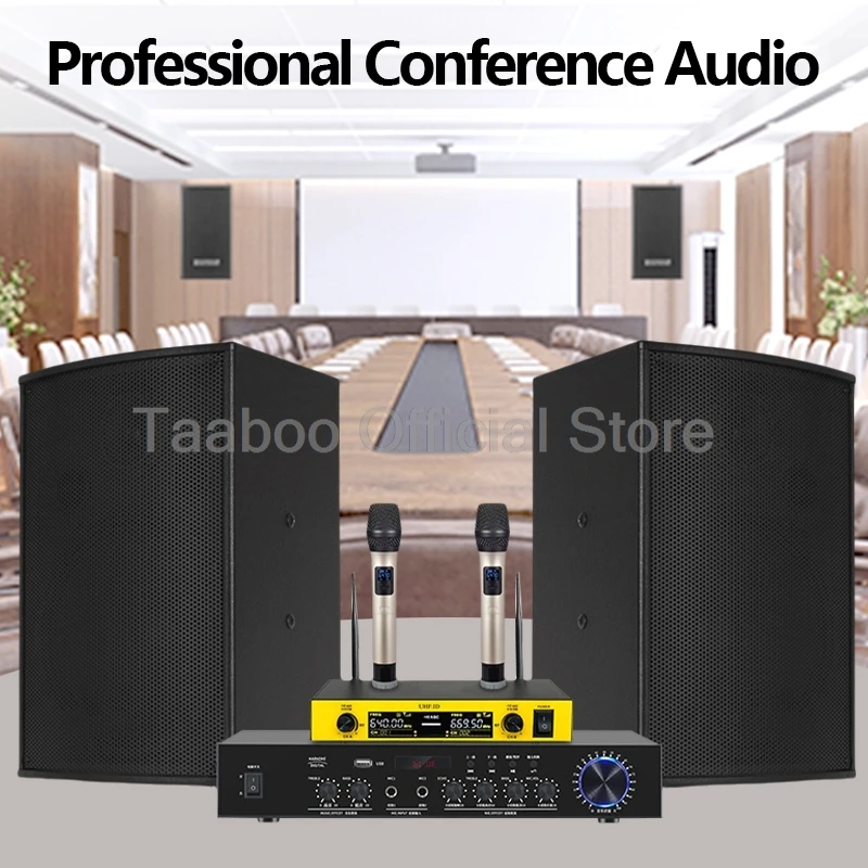 10 Inch Wall Mounted Speaker High Power Multi-function Bluetooth Sound Amplifier Professional Commercial Conference Audio Set