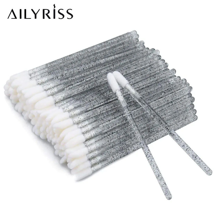  50pcs Disposable Cosmetic Lip Brush Lipstick Lip Glossy Wands Pen Cleaner Applicator Makeup Brushes Tools 