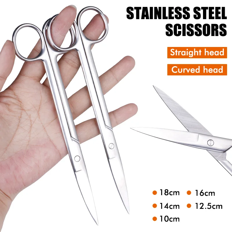 Animal Veterinary Vet Medical Stainless Steel Surgical Scissors Straight curved Tip Haircut Scissors 10cm/12.5cm/14cm/16cm/18cm animal surgical scissors