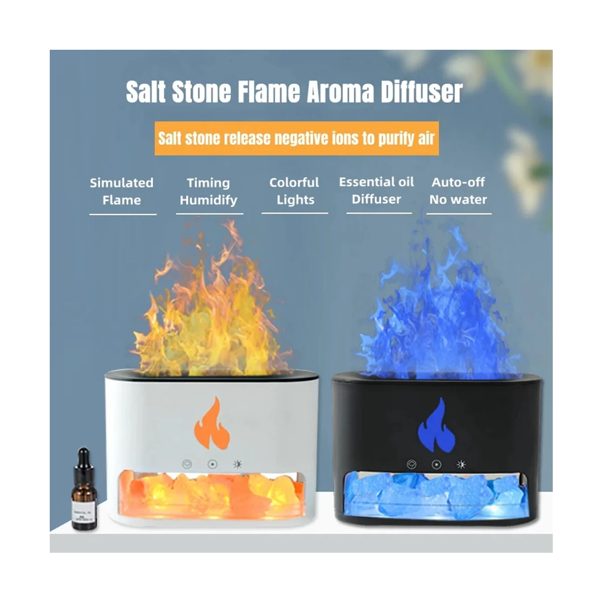 Lamp Aromatherapy Oil Diffuser USB Electric Ultrasonic Cool Mist Air Humidifier with Light Black