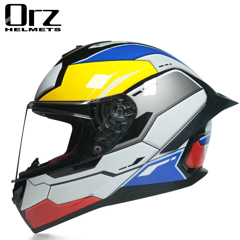 Orz-フルフェイスのレーシングヘルメット,ダブルレンズ,ドット