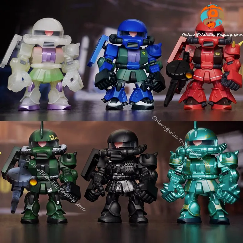 

10cm Genuine Gundam Blind Box Anime Figure Qmsv-Mini Ms-06 Zaku Ii Variation Q-Style toys Pvc Statue Halloween gifts for kids