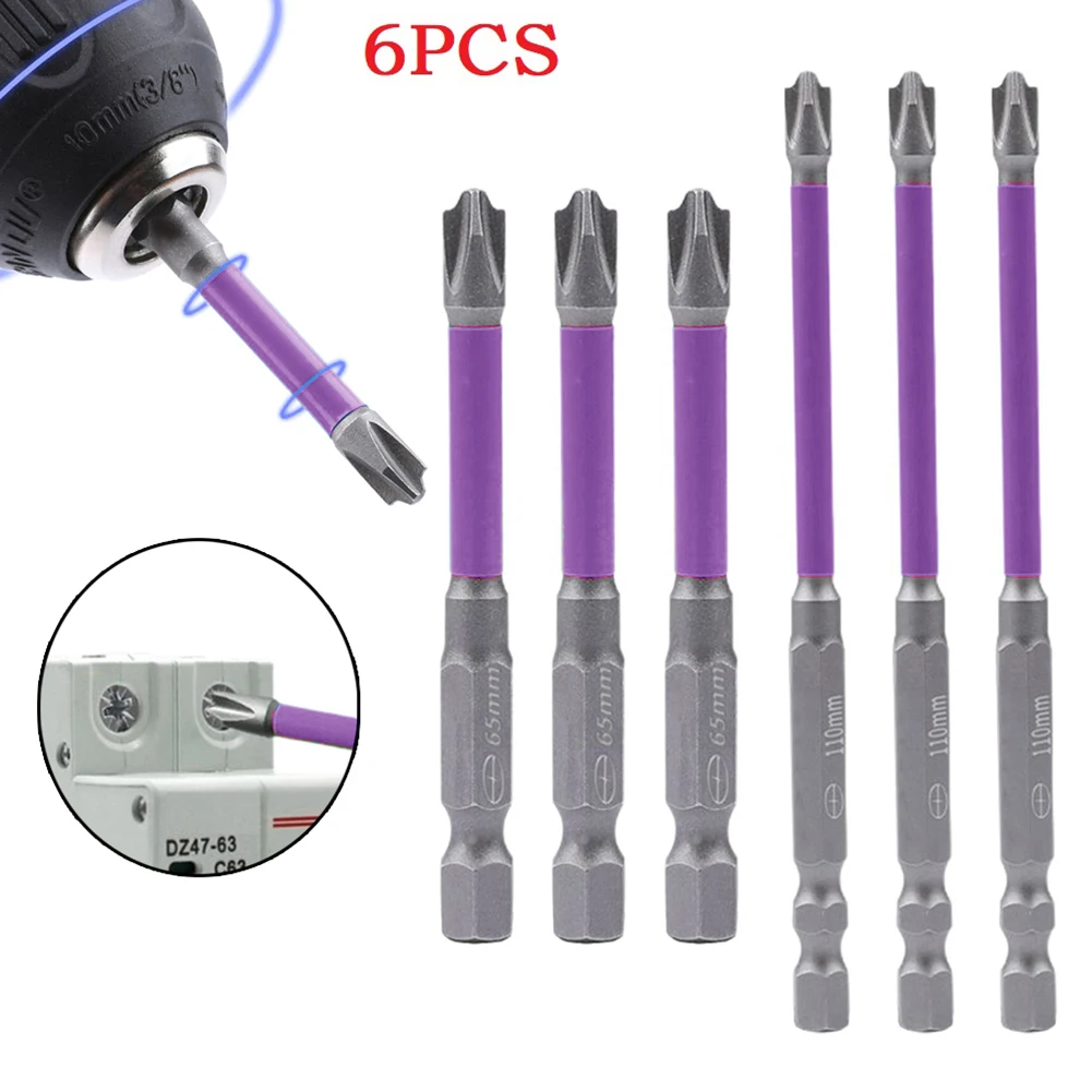 6Pcs Screwdriver Bit Set For Electrician Special Slotted Cross