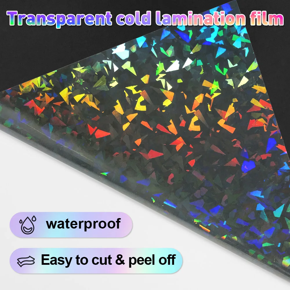 Holographic Cold Lamination Film Sheets - A4 Transparent Waterproof PET Stickers (10 Pack)