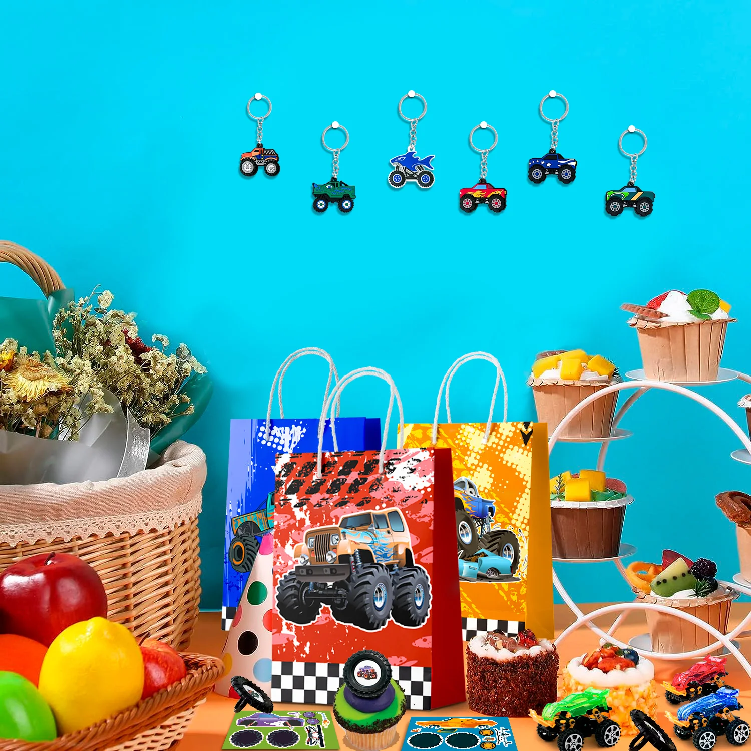 Monster Truck Favors, 110pcs All-In-One Mini Monster Trucks Party Favors Pack Truck Birthday Party Favors for Boys Kids