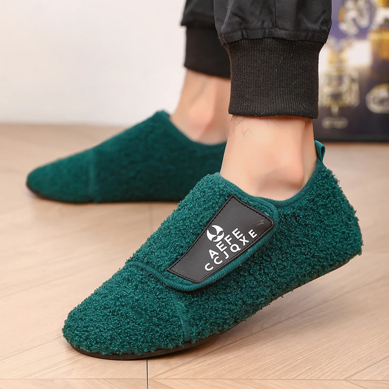 YRZL Winter Cotton Shoes Men Warm Slip on Lightweight Winter Slippers Men Plush Indoor Home Cotton Loafers Men Warm Shoes