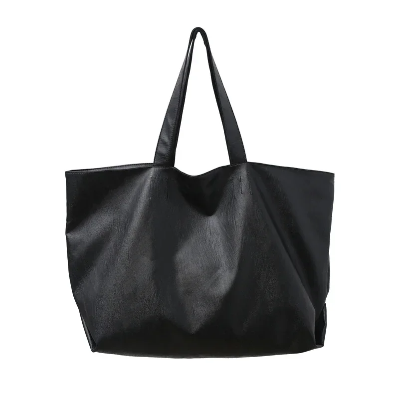 2024 Nuevo bolso negro ligero y de gran capacidad, bolso de hombro de cuero suave, bolso cruzado unisex simple y de moda