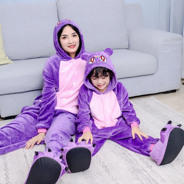 Pijama de invierno de Lilo Stitch para adultos y niños, ropa de dormir con  capucha, de dibujos animados, cálida, de franela, regalos - AliExpress