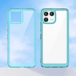 T - Mobile Revvl 8 Pro 5G Stylish Protective Phone Case - Hard Backplane with Soft Border, Fashionable PMMA + TPC Coque for Revvl 8 Pro (Blue)