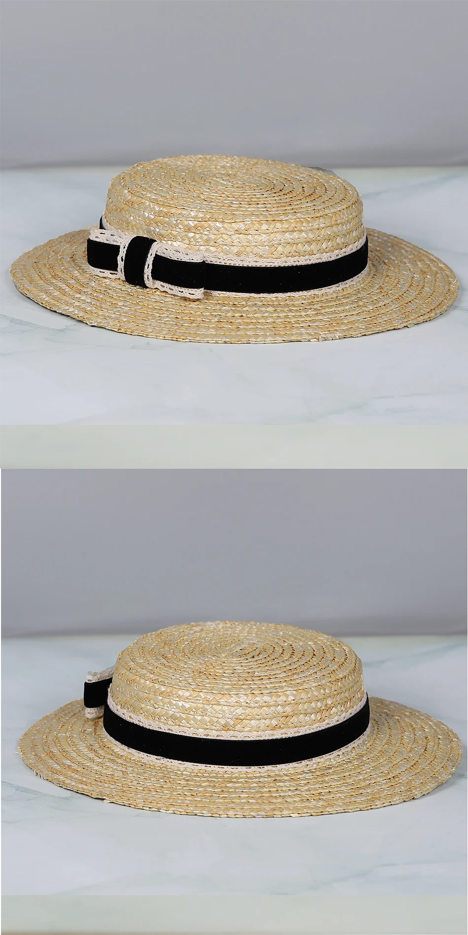 FS Retro Strohhüte mit kurzem Schirm, eleganter roter Schleifen-Kirchenhut für Damen, Teeparty-Fascinator-Mütze mit gehäkeltem Band, Sombreros Mujer – Detail 5