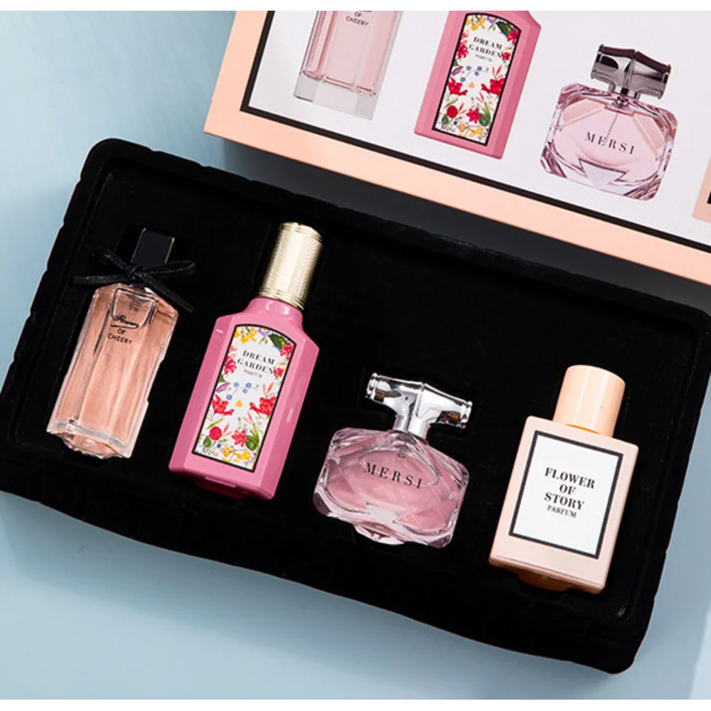 2024 Nová parfémová sada pro ženy, čtyřdílná sada, květiny, květ, sen, bambus, přívěsek, dárková krabička, svěží a trvalá vůně, toaletní voda_voghion.com