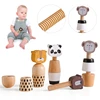 Wooden Montessori Toys Creative Cartoon Animal Bear Shaped Knob Screw Rattles Block Toys Kid Early Educational Puzzle Toys Gifts 1