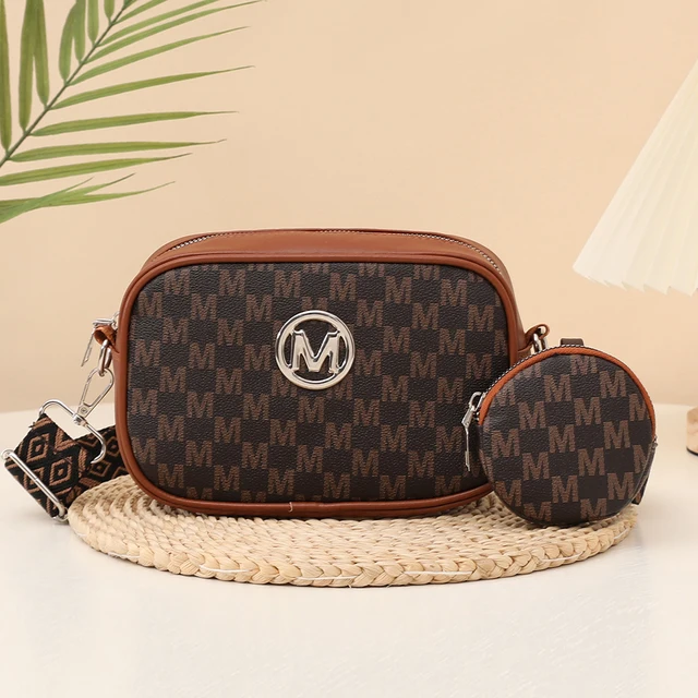Fashionable and exquisite printed vintage single-shoulder women's bag paired with a matching round coin purse