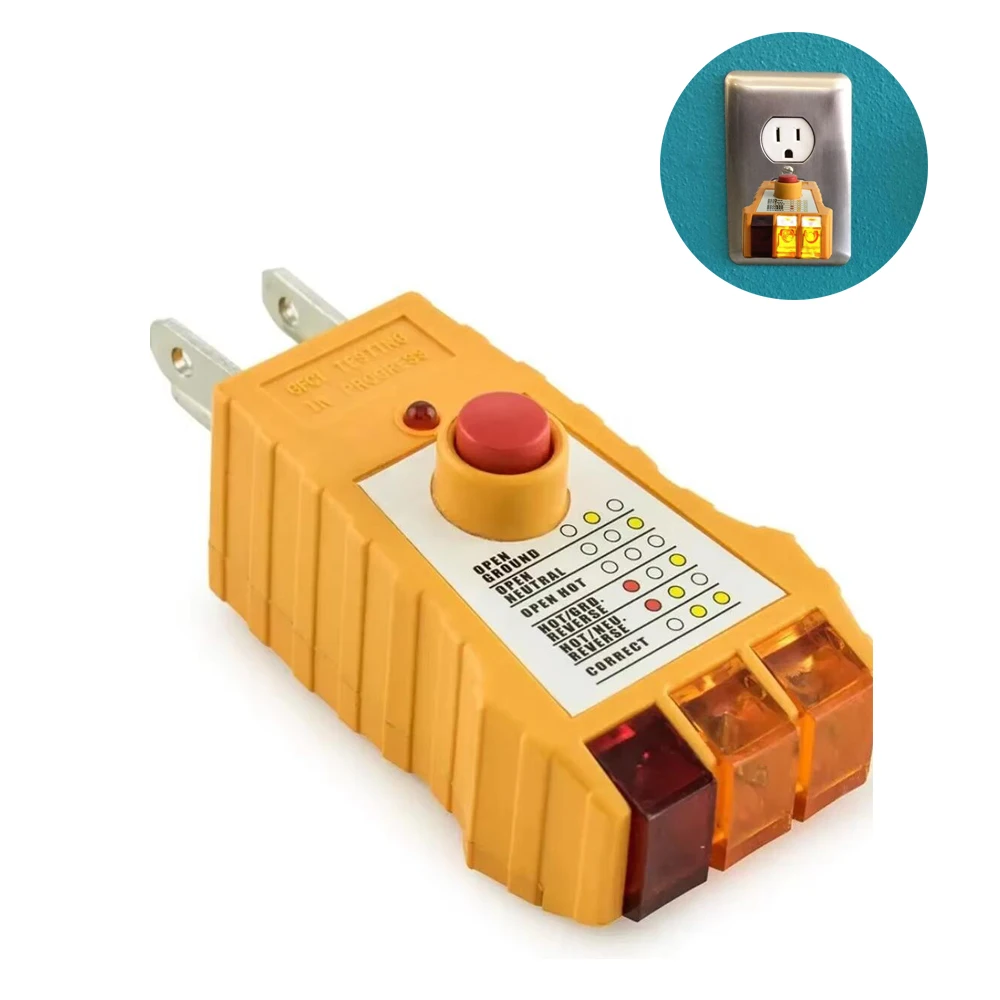 US Plug Socket Tester with Circuit Analysis and LED Indicators