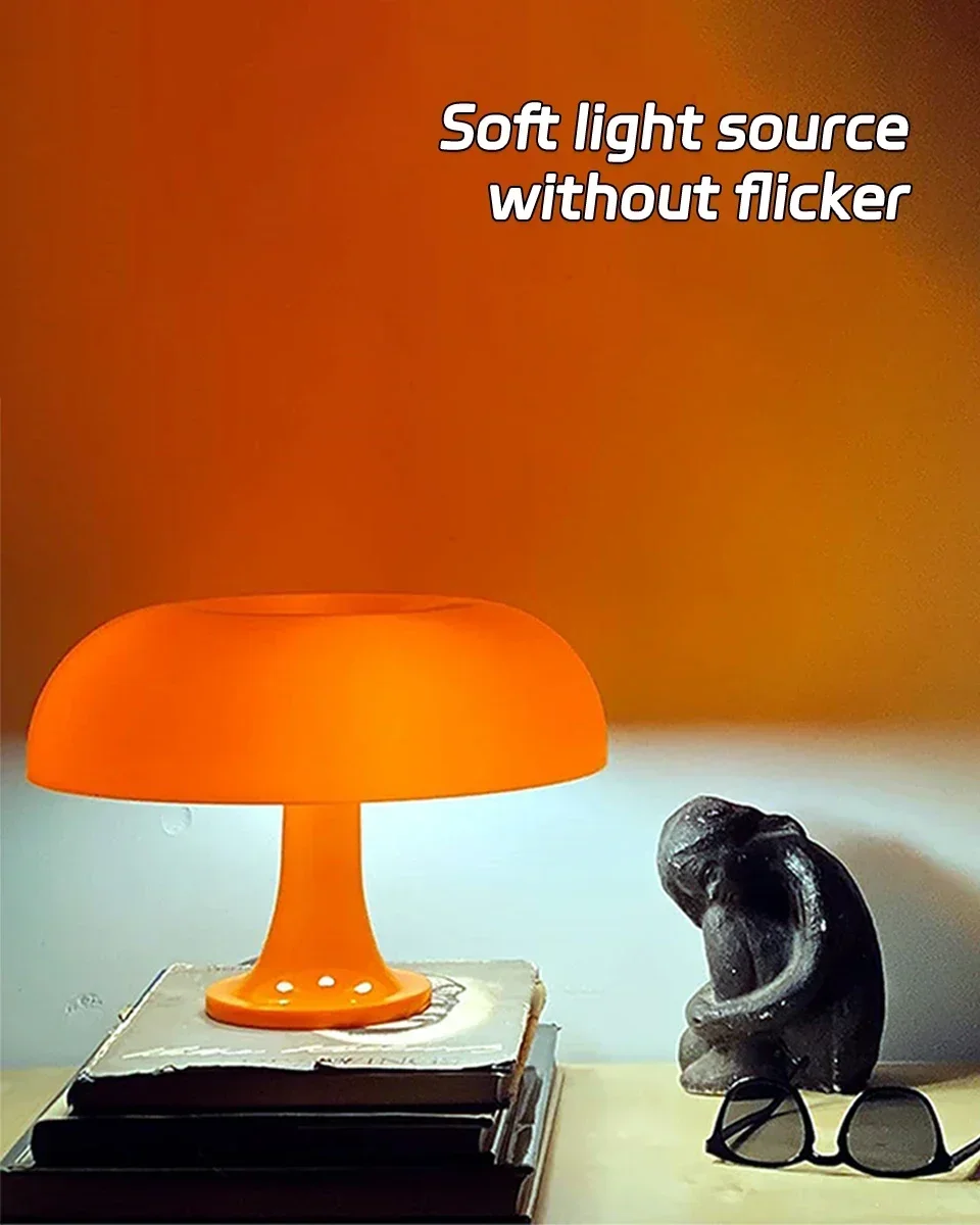 Description Picture 4 of itemUSB 5V Big Mushroom LED Desk Lamp Orange White 3 Light Colors Bedside Table Hotel Bedroom Home Decor Office Study Reading Light