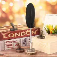 Vintage European Style Pen Holder Metal Pen Clips Round Base Writing Accessories Desktop Organizer 4
