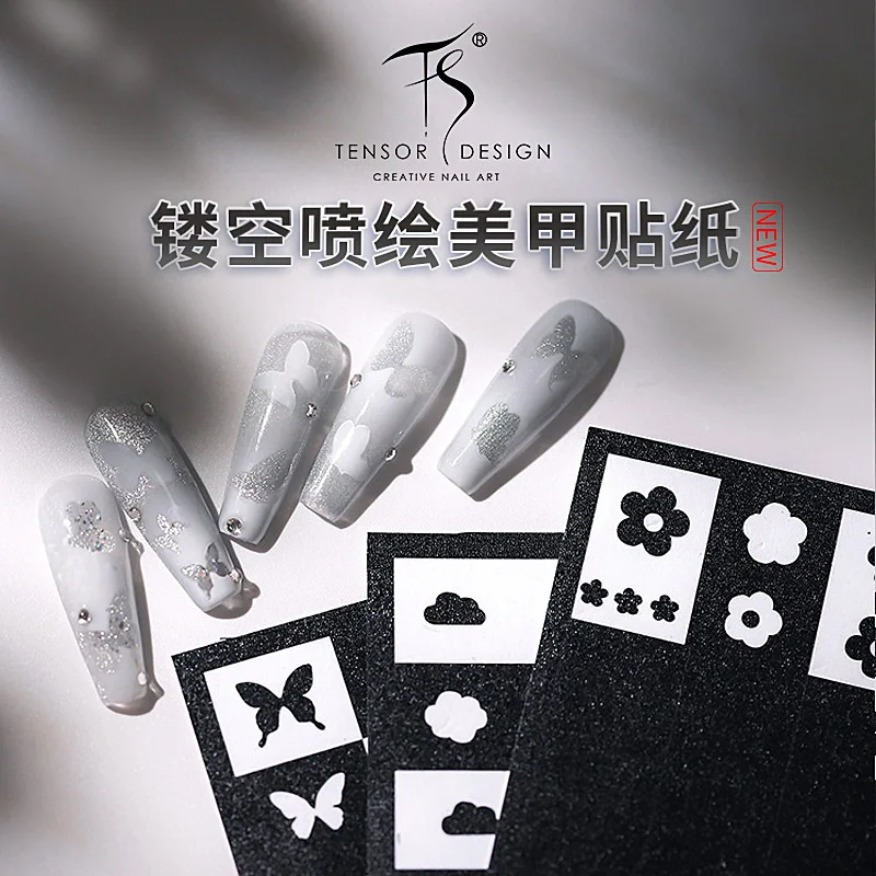 

[Meow.Sensei] Nail Spray Gun Hollow Template Stickers French Love Butterfly XINGX Spray Painting Nail Decals Auxiliary Tools