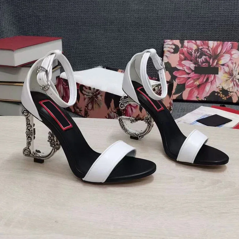 

Versatile Pieces Women's Nappa-leather Sandal Baroque-inspired Heels Summer Fashion Ladies Shoes