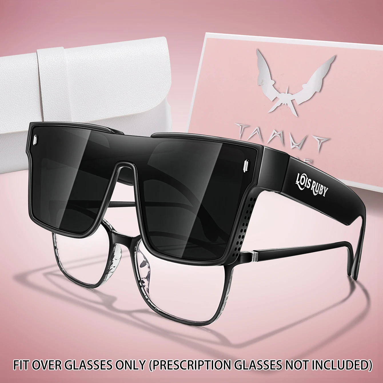 Sunglasses Oversized Square Fit Over Prescription Myopic Eyeglasses for Men