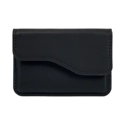 Sleek Magnetic Leather Flip Card Holder - Unisex and Multifunctional Wallet Case (Black)