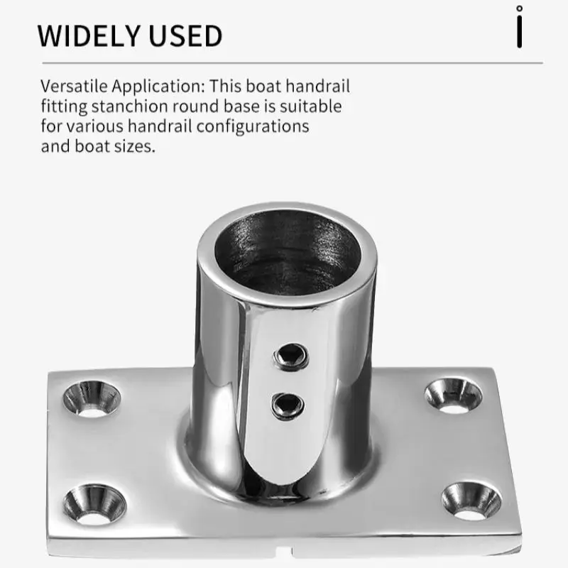 Base Per Corrimano Barca 60° In Acciaio Inox 316 Per Tubi 25mm (1 Pollice) - Raccordo Per Nautica, Cabina, Cruscotto, Poppa - Manutenzione Nave - 2