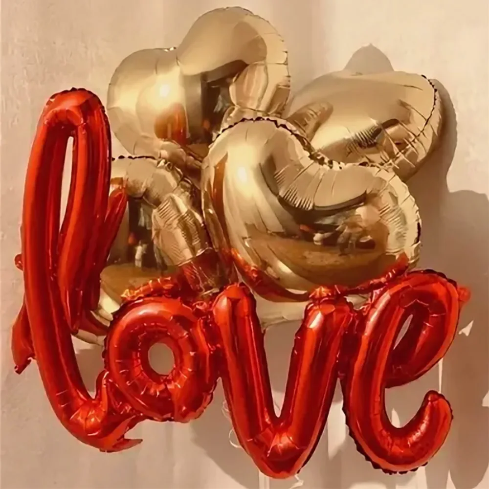 5pc coeur noir - Autre - Ballons en feuille de coeur rouge Big