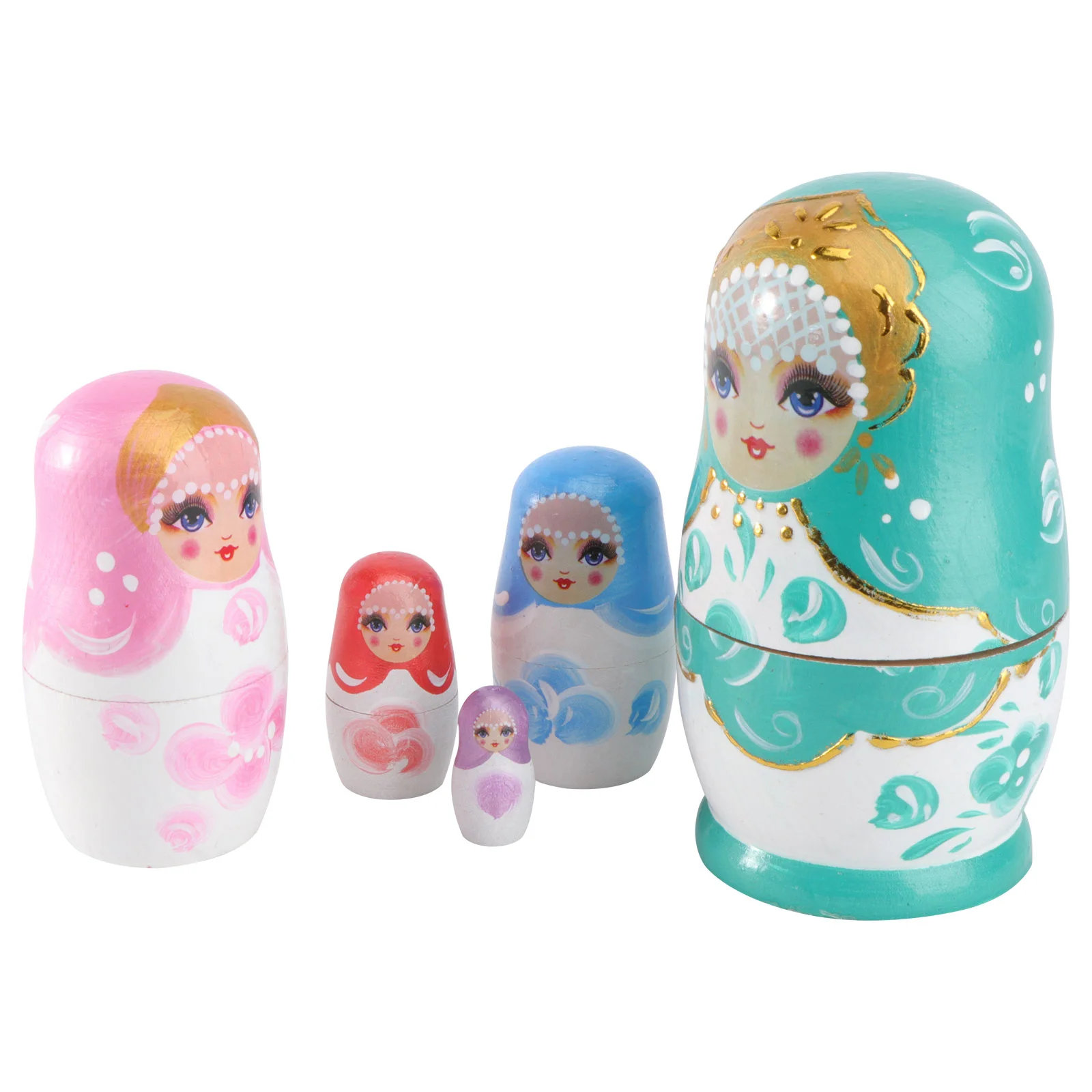 

5 Pcs Matryoshka Childrens Toys Russian Stacking Wooden Nesting Travel Home Adornment