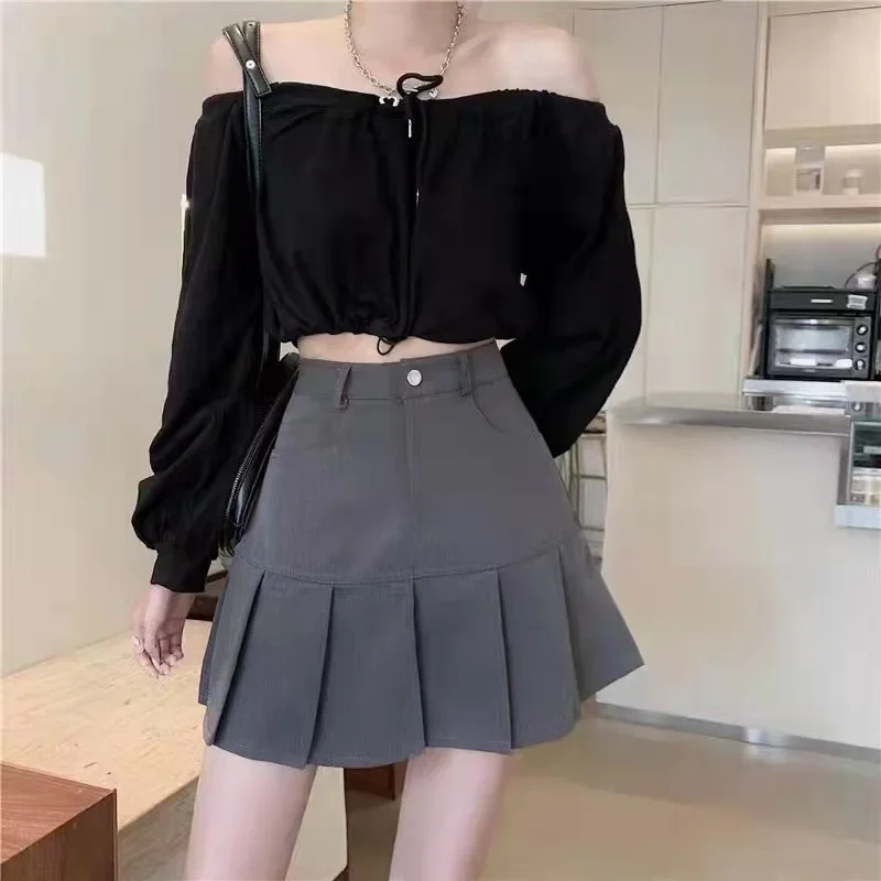 

Плиссированная юбка для женщин Y2k, уличная одежда в стиле Харадзюку, юбка, Униформа, защитные штаны, летние однотонные Повседневные мини-юбки