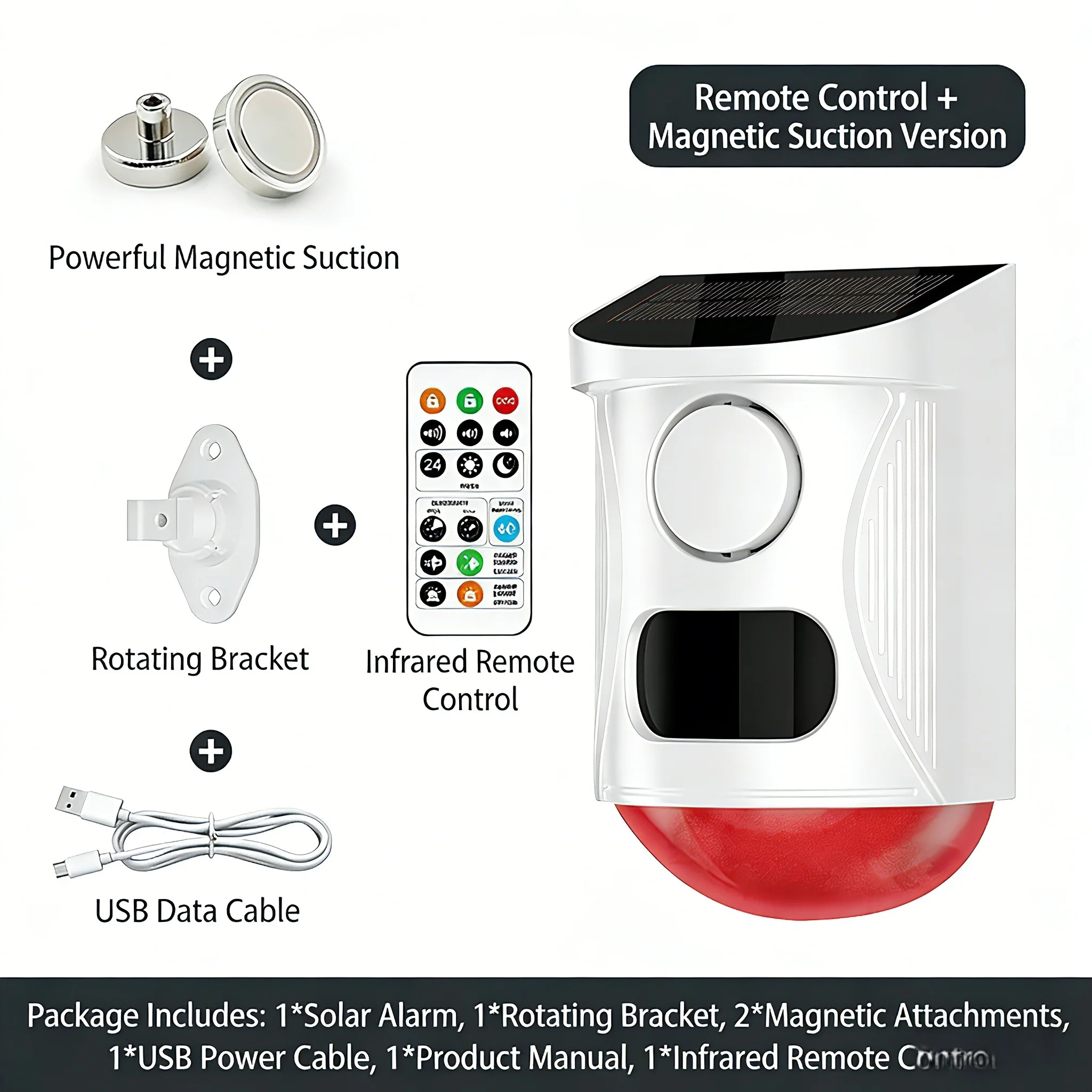 Solar-Powered Outdoor Alarm: Waterproof Motion Detector with 120dB Siren & Lights