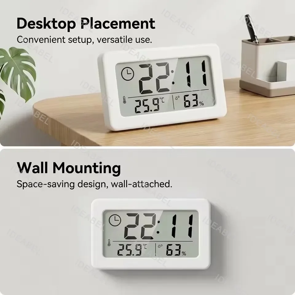 Battery-Powered Digital Clock with Temperature and Humidity Display