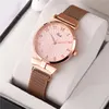 2PCS Set Women Watch Set Trendy Pink Design Mesh Belt Alloy Wristwatch Fashionable Timepiece Quartz Watch Lady 5