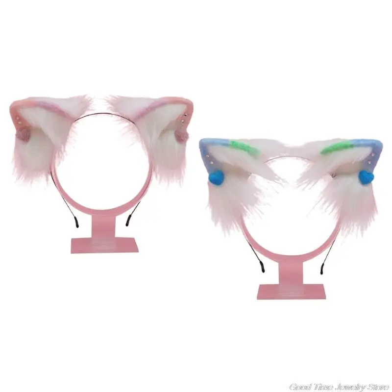 Womens Plush Hair Ornaments Animal Ears Hair Halloween Party Hoops Anime Cosplay Fancy Props