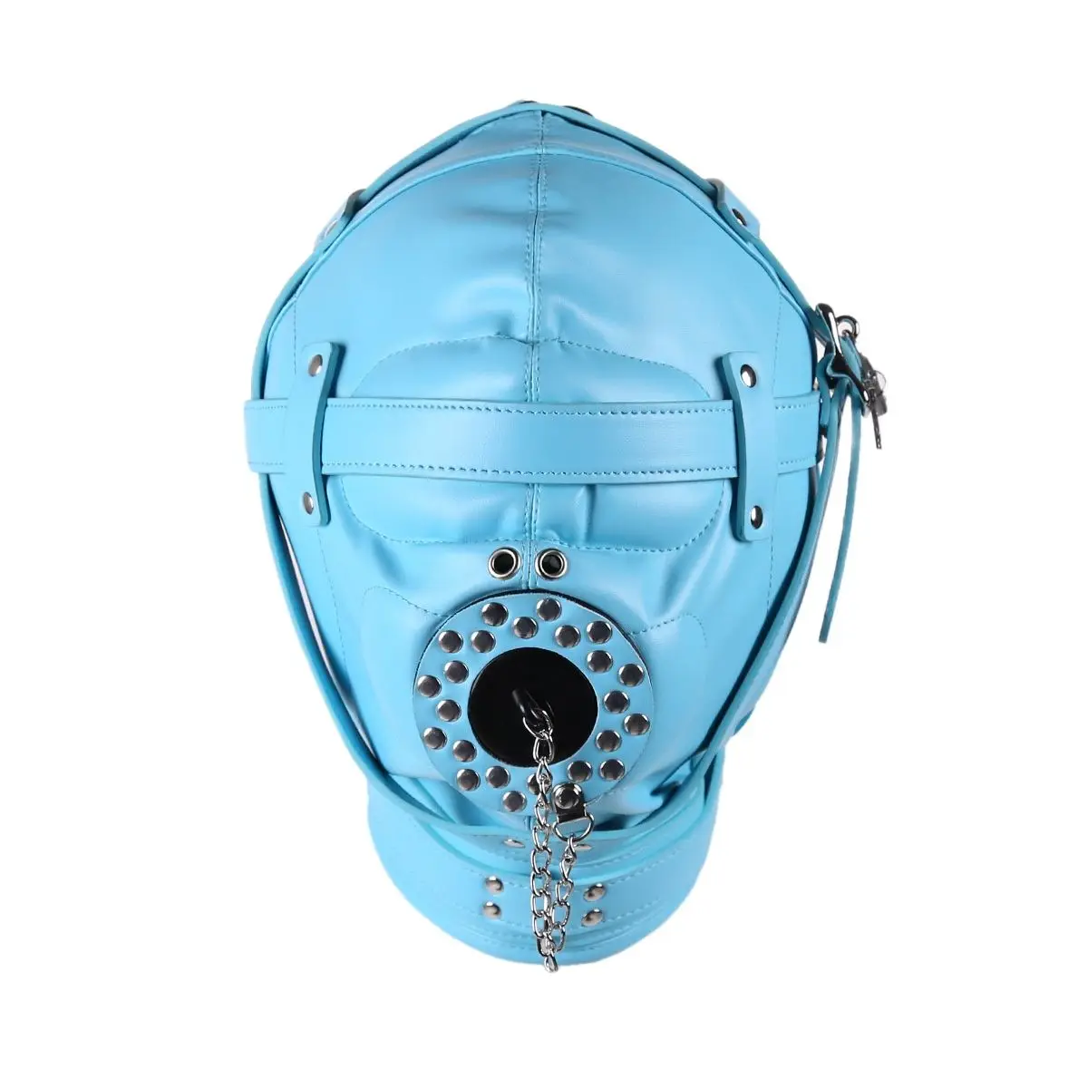 Adult Games Sensory Deprivation Leather Femdom Hood BDSM Bondage Restraints Sex Mask with Openable Gags Fetish Sex Toys