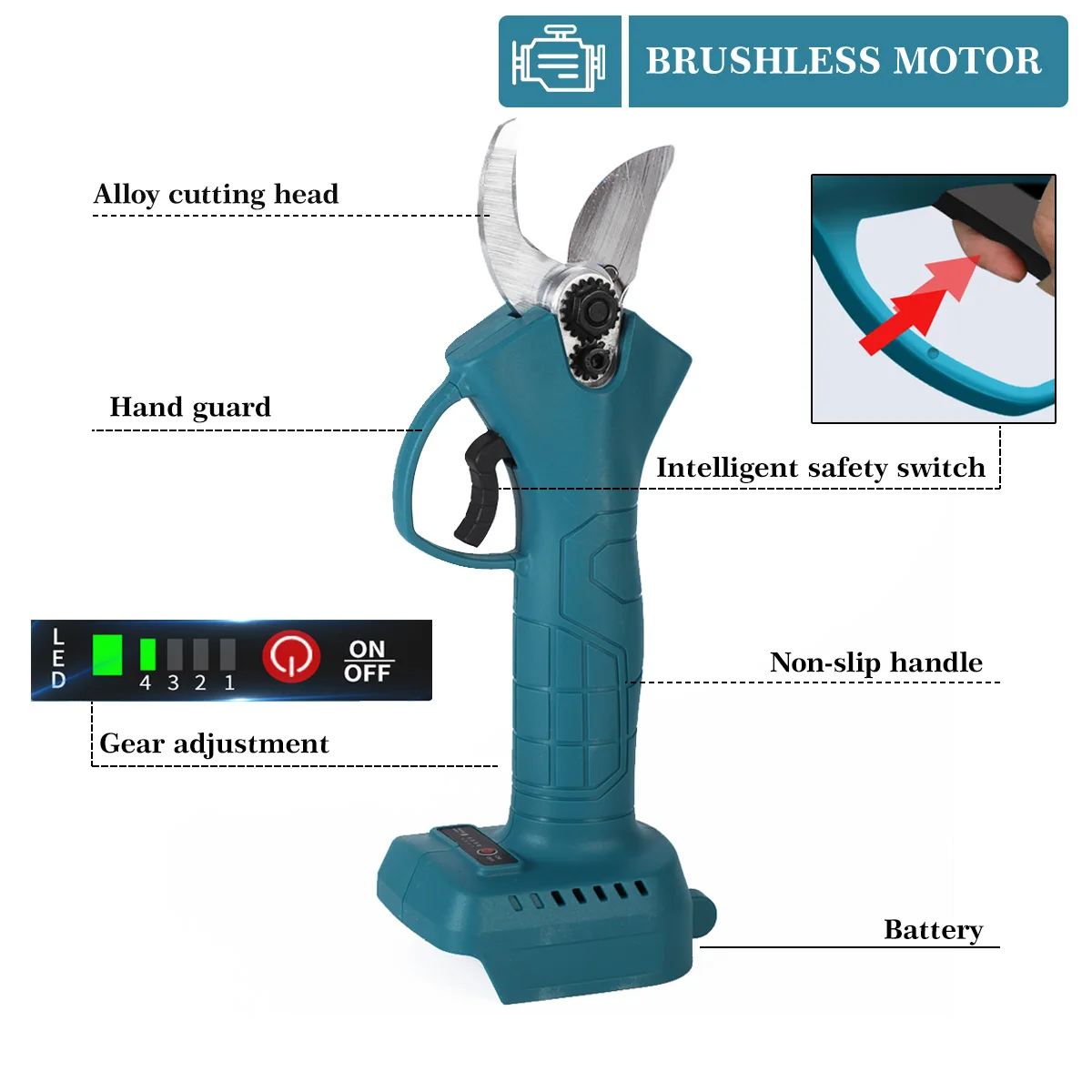 2.3M Extension Pole Brushless Cordless Electric scissor Pruner pruning Shears Efficient Fruit Tree Bonsai Pruning Branche Cutter 4