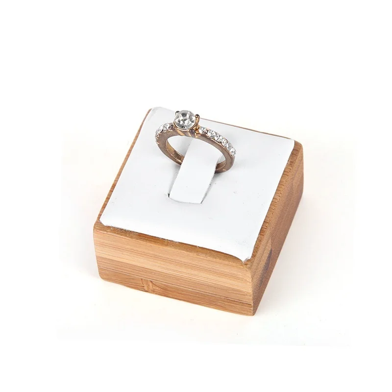 Bamboo Ring Holder Organizer with Velvet Mat