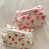 1PC Floral Puffy Quilted Makeup Bag Cosmetic Pouch Flower Strawberry Printed Large Travel Cosmetic Storage Organizer Bag Purse 1
