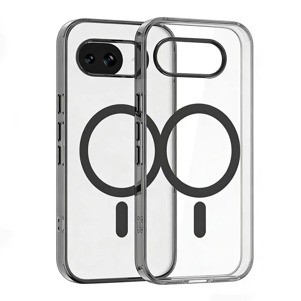 Luxury Clear Acrylic Magnetic Case with Wireless Charging and Shockproof Bumper Cover