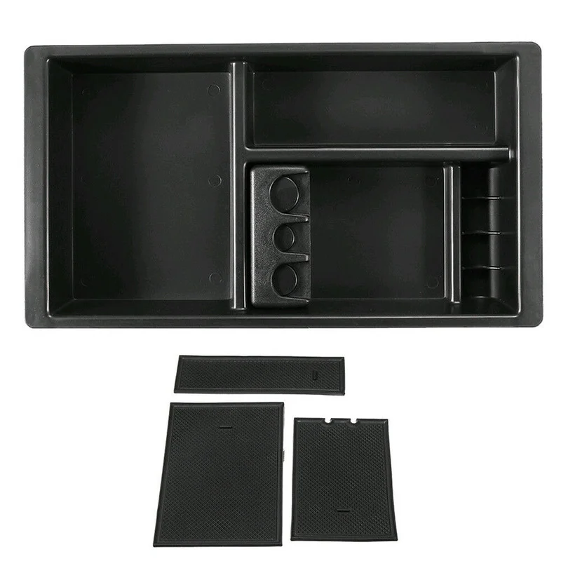 

ABS Plastic Center Console Organizer Tray Black Interior Parts Car Accessories for Chevy Silverado Sierra Yukon/ 2015-2018