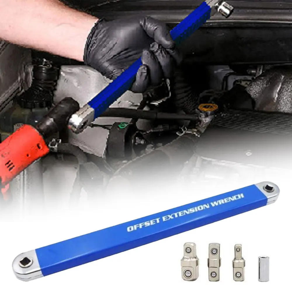 ABN Extension Wrench 15-inch With 3 Adapters - 3/8 Inch Drive Socket Extension Tool