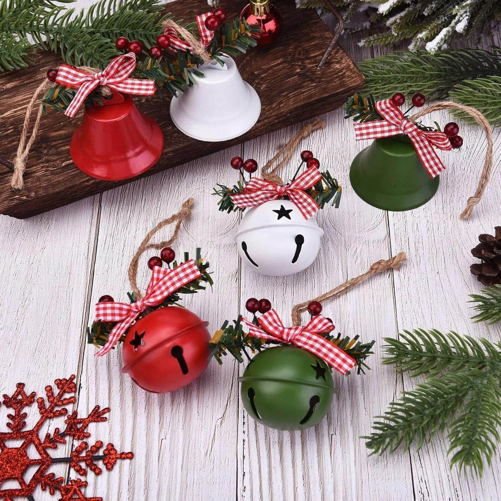 Christmas Bells Giant Rattle Xmas Party Decoartion Craft Hanging Ornament Tree Pendant Jingle Berry Bow Tie 2