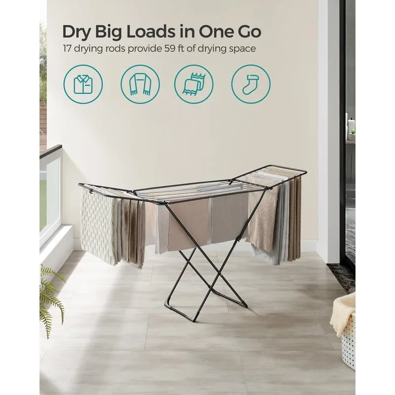 Clothes Drying Rack Metal Foldable Space-Saving Free-Standing Airer Indoor Outdoor clothes drying rack