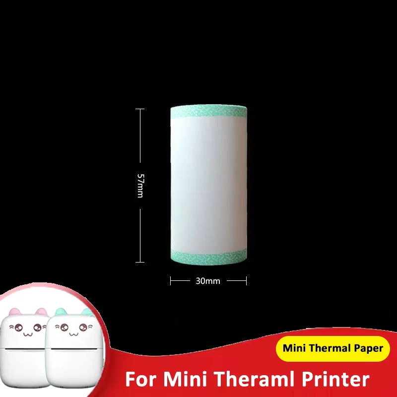 57x30mm 3색 무접착식 엣지 페이퍼, 휴대용 프린터 스티커용 컬러 테두리가 있는 흰색 롤