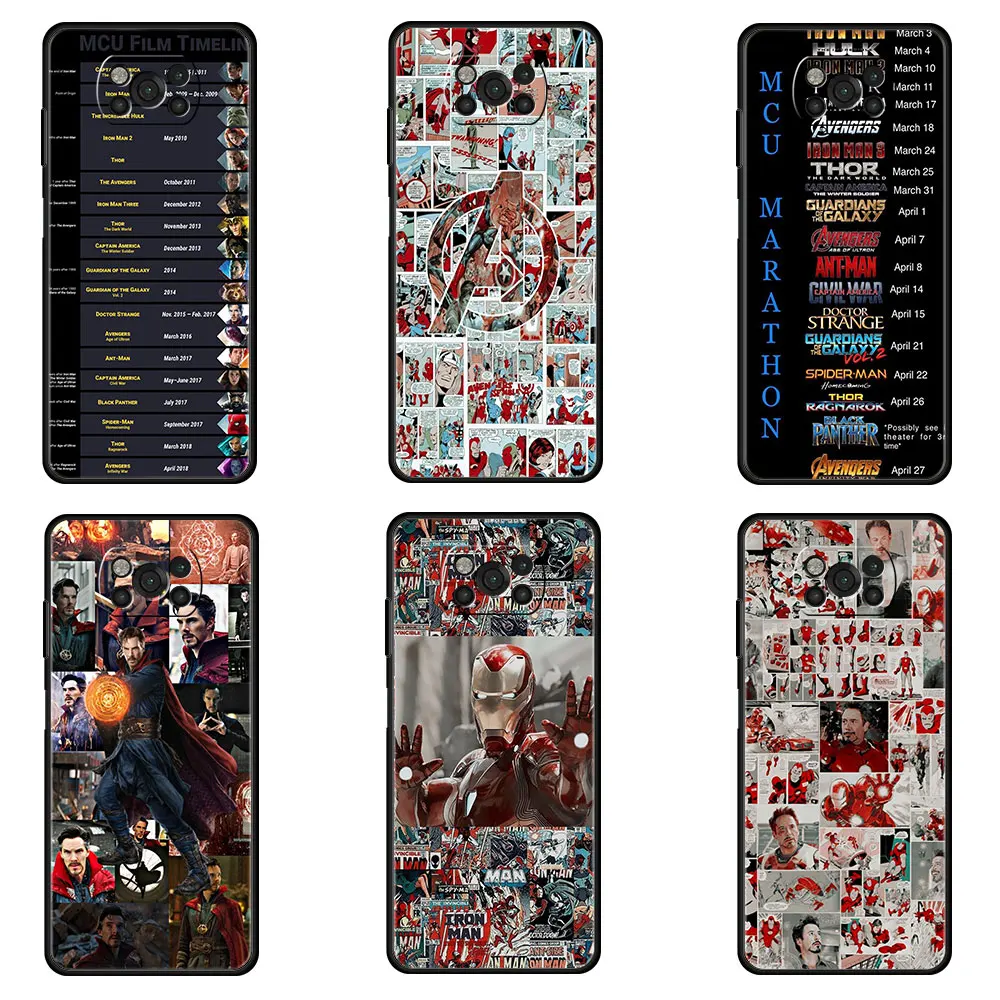 Чехол для Xiaomi POCO X3 NFC M3 M4 Pro F1 силиконовый чехол с героями мультфильмов Marvel MI 12 12X 10T