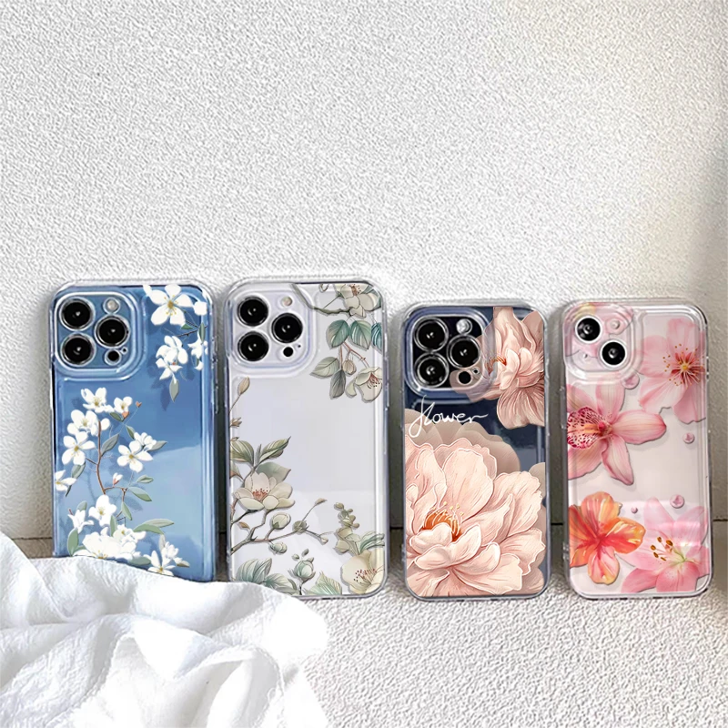 Pink Lily Flower Soft Clear Phone Case Cover