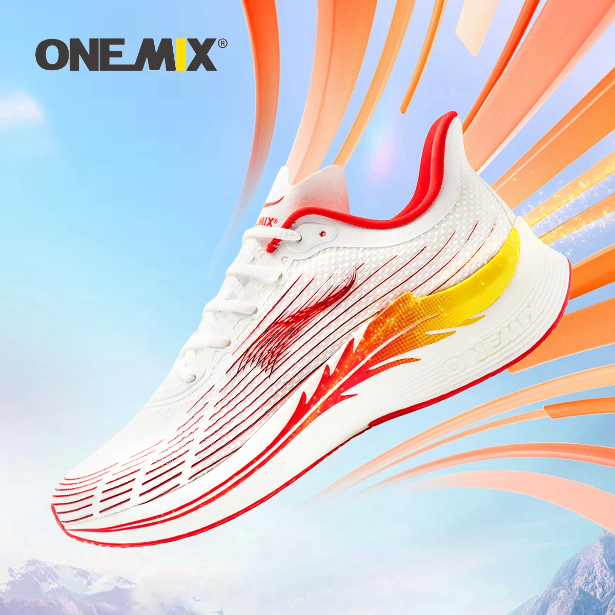 ONEMIX 2023 Running Shoes for Outdoor Marathon Breathable Sport Female Sneakers Lace Up Mesh Carbon Fibre Plate Athletic Shoes