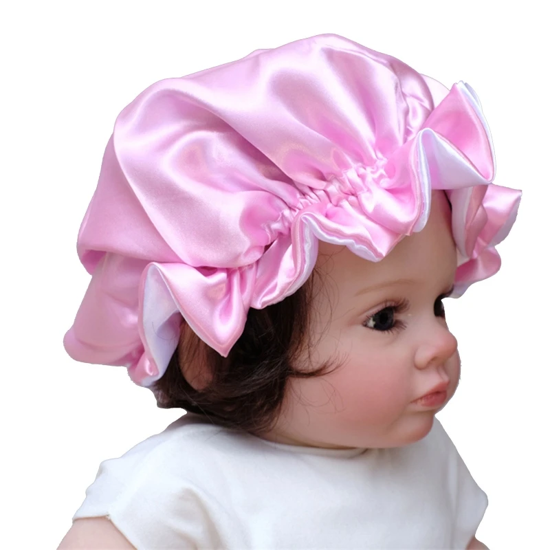 Bonnet de nuit en Satin pour enfants, réglable et réversible, pour filles,  couvre-chef de chimio