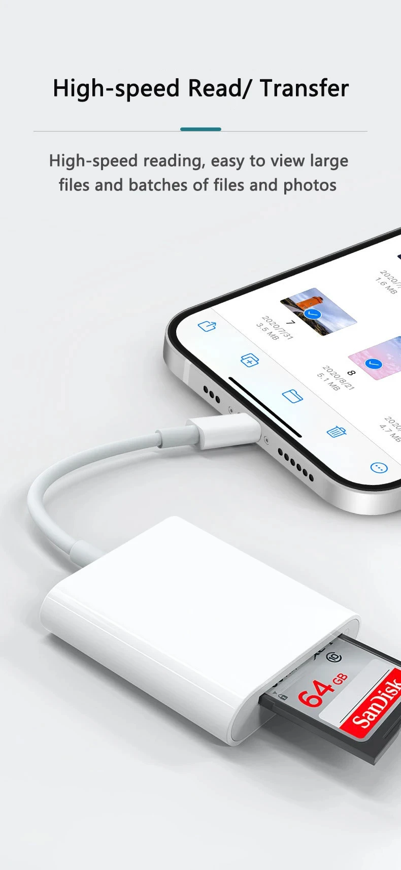 OTG Adapter Für Apple Adapter SD Karte TF Karte 2In1 Multifunktions Kamera Highspeed Übertragung Kartenleser Musik Speicher Karte – Detail 4