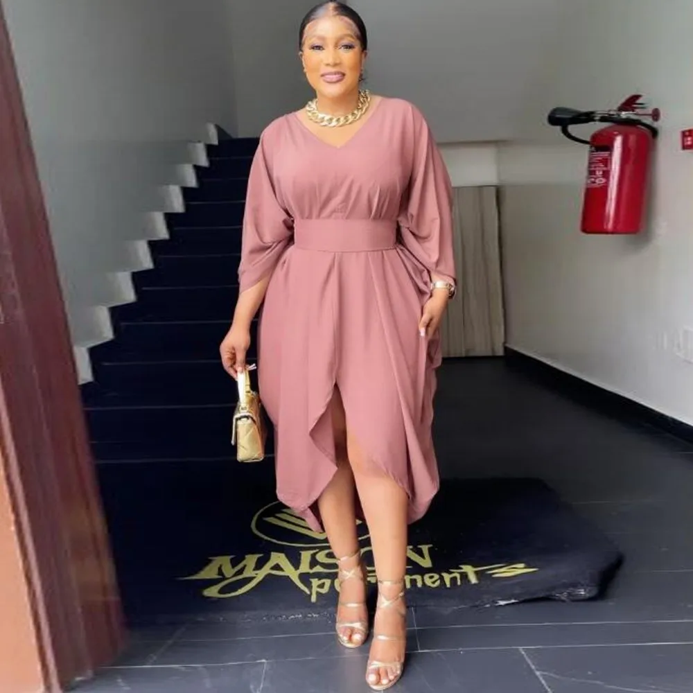 

African Dress For Women Boubou Africain Femme 2023 Solid Color Dashiki Clothes Long Sleeve Ankara Dresses Girl Party Dress