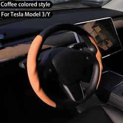 Universal All - Season Deer Suede Sports Steering Wheel Cover (Coffee color)